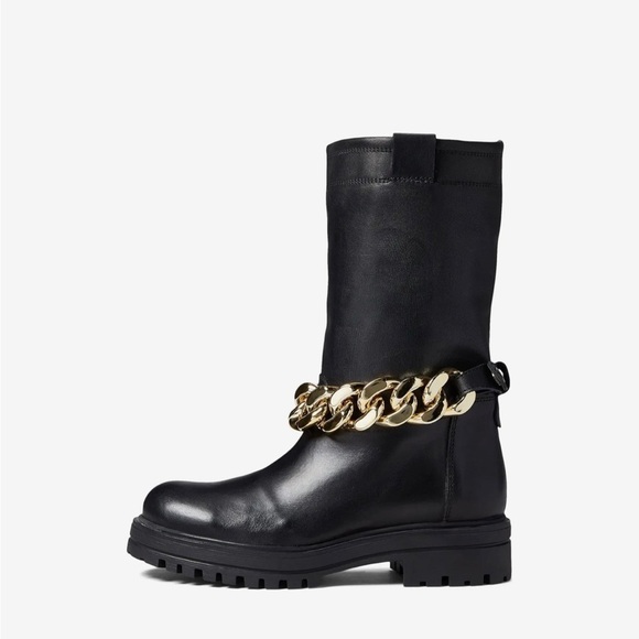 STEVE MADDEN MOTOR CYCLE BIKER DEVOTION MID-CALF BOOTS BLACK SIZE 39 US  8.5 - Picture 5 of 10